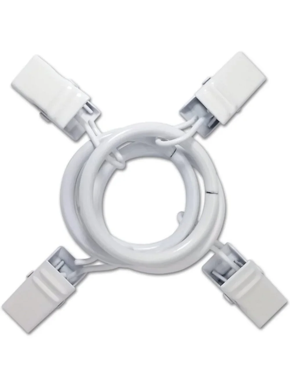 100 Pack White Curtain Rings with Clips - Drapery Hooks for Hanging Curtains